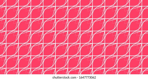 Textura geométrica lineal, fondo rosa con contornos blancos, patrón transparente, tendencia de impresión 2020