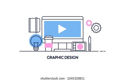 Abstract linear of graphic design, web design and development concepts. Elements for mobile and web applications.