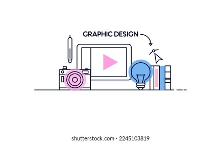 Abstract linear of graphic design, web design and development concepts. Elements for mobile and web applications.