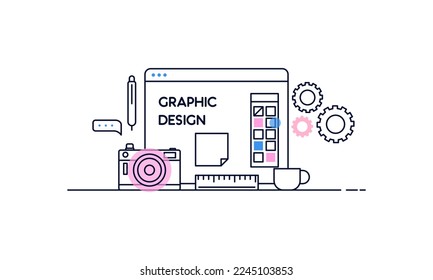 Abstract linear of graphic design, web design and development concepts. Elements for mobile and web applications.