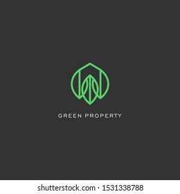 Abstract linear green property logo icon design modern minimal style illustration vector.