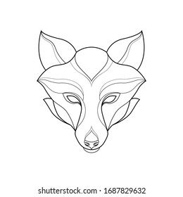 Abstract linear head of a fox. Logo of the panther. Vector illustration