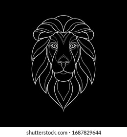 Abstract linear head of a lion. Logo of the panther. Vector illustration