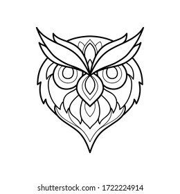 Abstract linear head of owl. Logo of the owl. Vector illustration