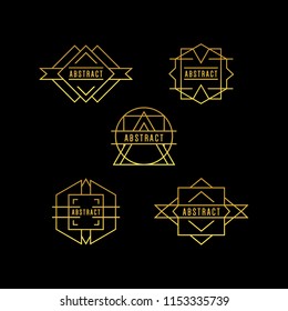 abstract linear hipster logos set with gold color.