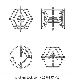 abstract linear hipster tribal logos icons