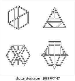 abstract linear hipster tribal logos icons