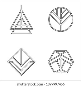iconos abstractos de logos tribales lineales hipster