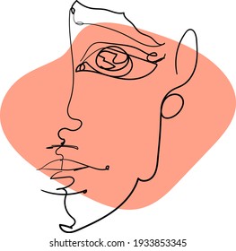 Abstract linear human portrait face, doodle drawing, pastel colors.vector illustration