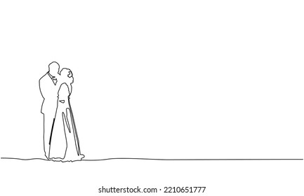 Resumen ilustración lineal diseño de matrimonio en pareja