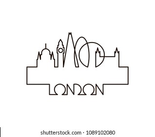 abstract linear illustration of London city on white background