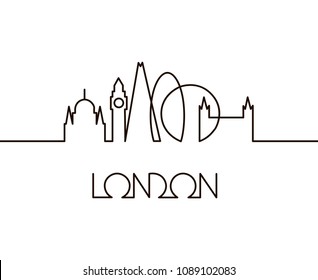 ilustración lineal abstracta de la ciudad de Londres sobre fondo blanco