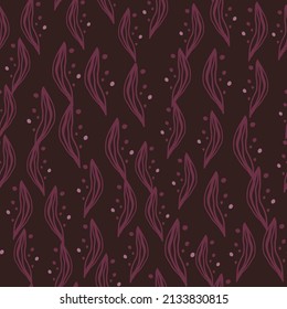 Abstract linear leaves tropical seamless pattern. Rainforest line background. Creative palm leaf endless wallpaper. Exotic jungle backdrop. Design for fabric, textile print, wrapping, cover