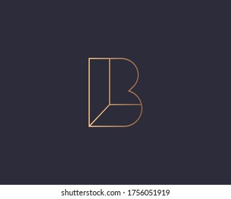 Abstract linear letter B logo icon design modern minimal style illustration. Premium vector line emblem sign symbol mark logotype