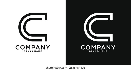 Abstract linear letter C logo icon design template