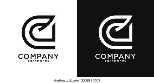 Abstract linear letter C logo icon design template