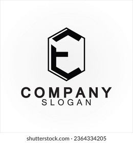 Abstract linear letter initial E shield logo icon design