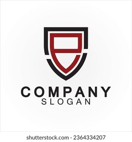 Abstract linear letter initial E shield logo icon design