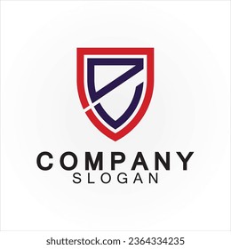 Abstract linear letter initial E shield logo icon design