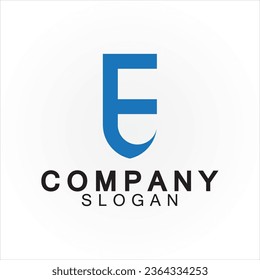 Abstract linear letter initial E shield logo icon design