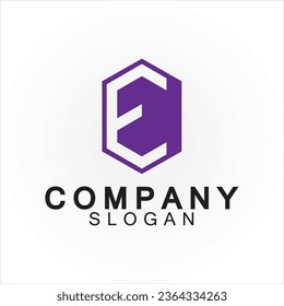 Abstract linear letter initial E shield logo icon design