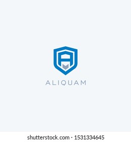 Abstract linear letter initial A shield logo icon design modern minimal style illustration vector.