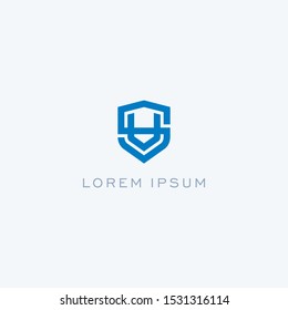 Abstract linear letter initial SV VS shield  logo icon design modern minimal style illustration vector.