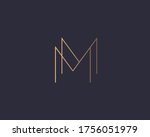 Abstract linear letter M logo icon design modern minimal style illustration. Premium vector line emblem sign symbol mark logotype