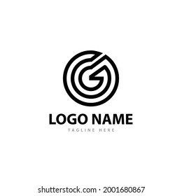 Abstrakte lineare Buchstabenmarkierung g Logo-Design einzeln auf weißem Hintergrund