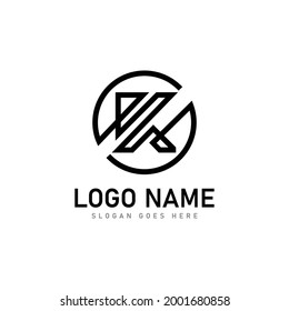 Abstraktes lineares Buchstabenzeichen k Logo-Design einzeln auf weißem Hintergrund