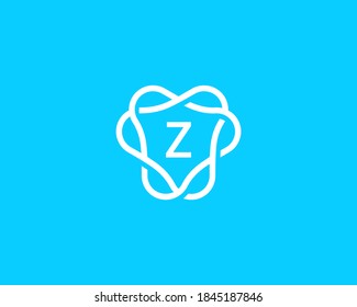 Abstract linear letter Z logo icon design modern minimal style illustration. Unusal round wreath frame line emblem sign symbol logotype.