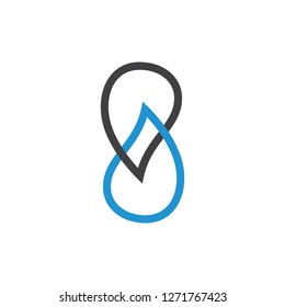 abstract linear linked drop water symbol logo vector