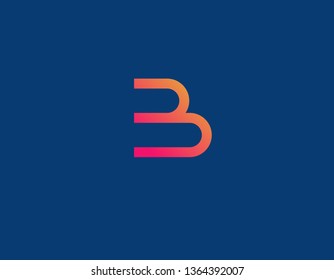 Abstract linear logo letter B typography icon