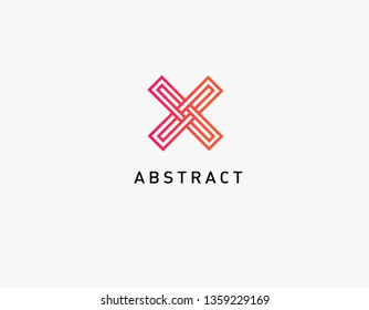Abstract linear logo letter X for company