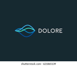 Abstract linear logotype. Wave flow logo symbol. Motion stream water aqua vector icon 