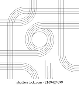 Abstract linear maze background. Black and white. Vector illustration, flat design