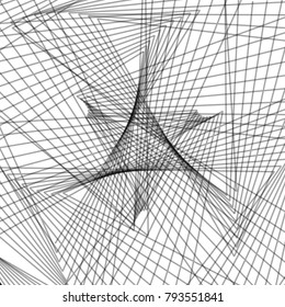 Abstract linear monochrome background. Black and white  background with intersecting lines. Vector image.