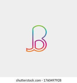 Resumen Monograma lineal Letra B y J Icono de logotipo de gradiente Diseño B Letra Logotipo