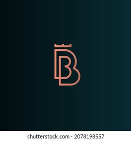 Abstract linear monogram letter B, double B with crown gradient logo icon concept. Premium geometric vector symbol icon design in minimalist style.