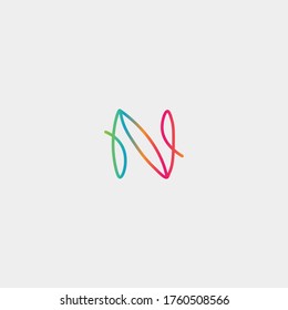 Abstract Linear Monogram Letter N Gradient Logo icon Design Vectort Template. N Letter Logo