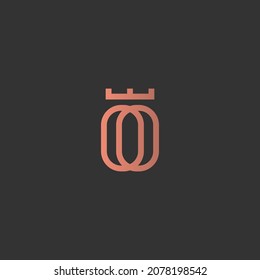 Abstract linear monogram letter O, double O with crown gradient logo icon concept. Premium geometric loop, infinity vector symbol icon design in minimalist style.