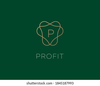 Resumen del diseño del icono de la letra de monograma lineal P diseño de un estilo minimalista moderno. Alfabeto superior redondo marco lineal emblema vector símbolo de signo logotipo