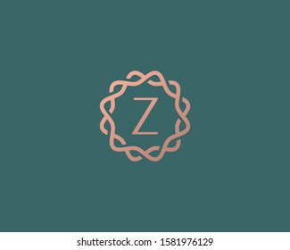 Abstract linear monogram letter Z logo icon design modern minimal style illustration. Premium alphabet round wreath frame vector line emblem sign symbol mark logotype
