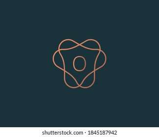 Abstract linear monogram number 0 logo icon design modern minimal style illustration. Premium round linear frame vector emblem sign symbol logotype