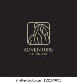 abstract linear mountain logo design. sunset, logotype vector