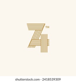 Resumen número lineal 74ª ilustración vectorial del logotipo