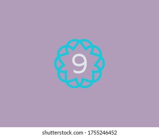 Resumen del diseño del icono del logo número 9 lineal moderno de un estilo mínimo. Símbolo de símbolo del emblema de la línea vectorial del marco de la cadena de la cadena de la línea de la cadena de la línea de la cadena de la línea de la línea de la línea de la cadena de la línea de la cadena de la banda de la cifra superior logotipo de la marca de la marca