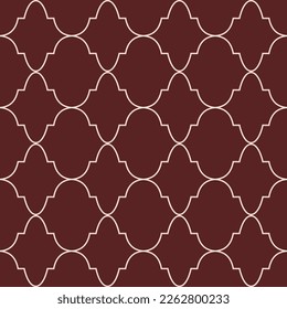 Abstract linear openwork pattern on a brown background. Seamless cute pattern with figured grid for textile. Vector.