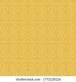 Abstract linear ornament seamless vector pattern. Simple yellow surface print design for backgrounds, textures, stationery, textiles, packaging, and gift wrap.