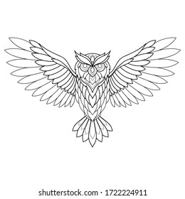 Flying Owl Open Wings Claws Logo Stock Vector (Royalty Free) 1308910567